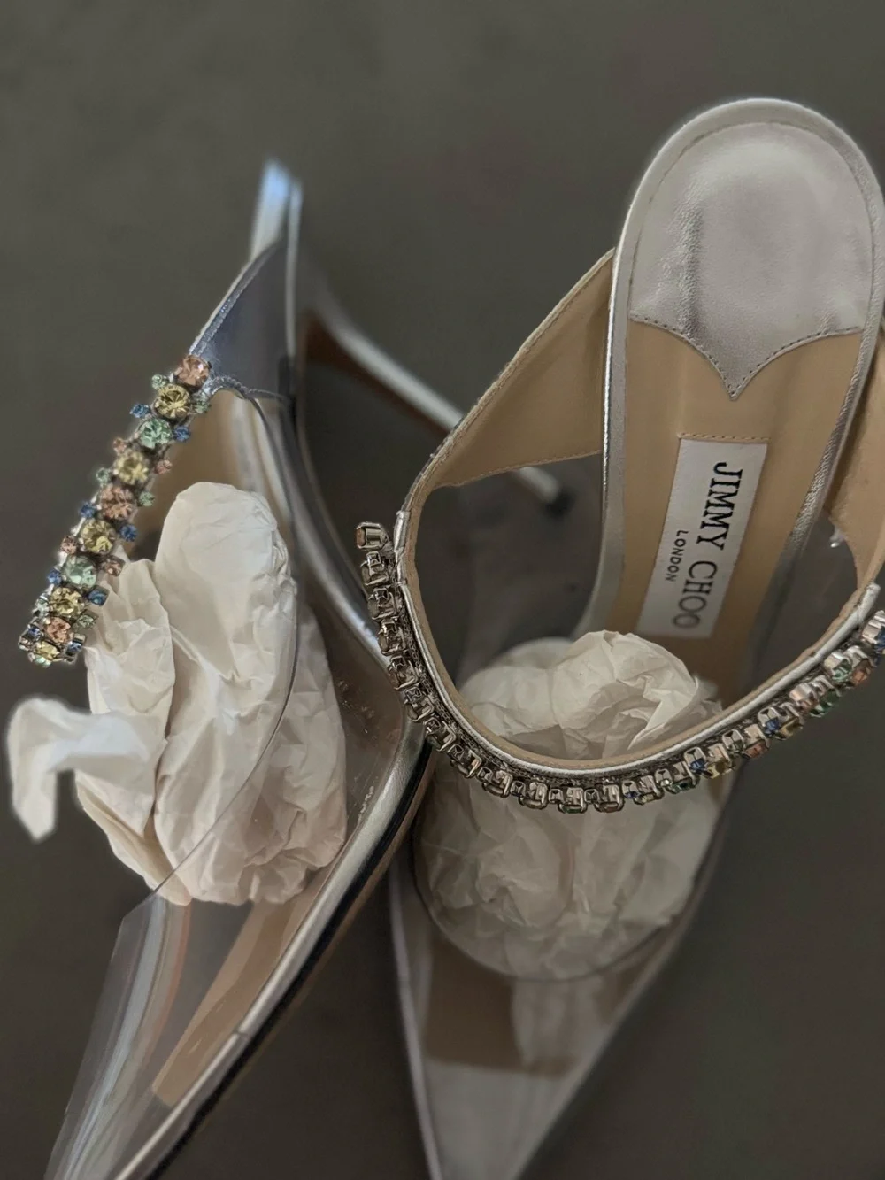 Jimmy Choo Bing 100 Pointed-Toe Heels with Crystal-Embellished Straps - Picture 3 of 5